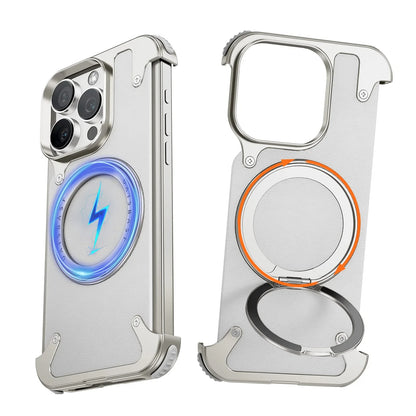 Oatsbasf Magnetic Leather Phone Case for iPhone 16 15 Pro Max with 360° Rotatable Ring Stand Premium Luxury Dropproof Slim Cover