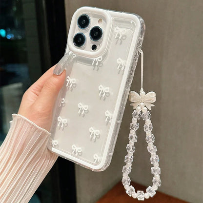 Fashion Lovely Bowknot Clear Phone Case For iPhone 16 Pro Max 15 14 13 12 14 Pro 16E X XR XS Max 7 8 Plus Transparent Soft Cover