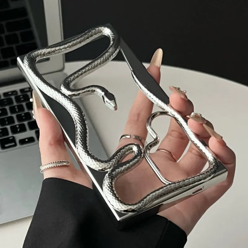 Luxury Plating 3D Hollow Out Snake Case for Samsung Galaxy S25 S24 S23FE S22 Ultra A15 A16 A55 A56 A36 A26 Soft Shockproof Cover
