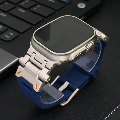 Soft Silicone Strap For Apple Watch Ultra2 49mm Series 9 8 7 45mm Rubber Band For iWatch 6 5 4 se 44mm 42mm Mens Sports Bracelet