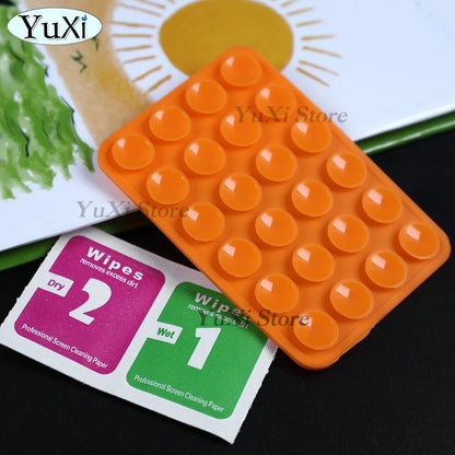 Double Side Silicone Suction Pad With Dry Wet Cleaning Wipes For Mobile Phone Fixture Suction Cup Rubber Sucker Pad For Fixing