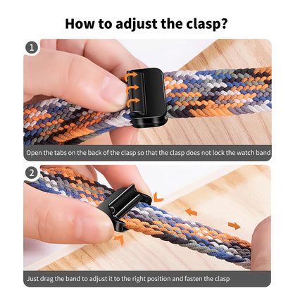 Braided Band For Apple Watch Strap 44mm 40mm 45mm 46mm 49mm 41mm 38 Magnetic Nylon Bracelet iWatch series se 7 6 8 9 10 Ultra 2