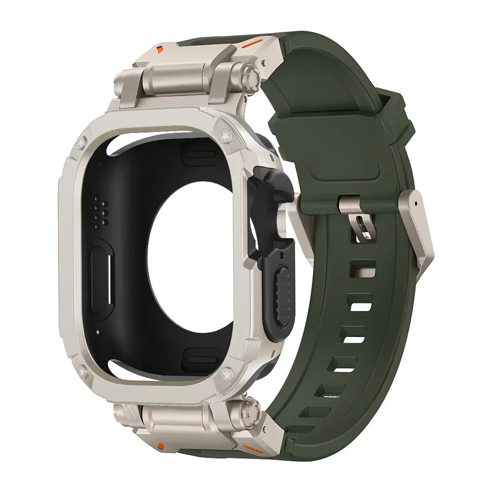 Strap+Case for Apple Watch Band Ultra 2 49mm 44mm 45mm TPU Protector Case Cover Silicone Bracelet for IWatch Series 9 8 7 6 5 4