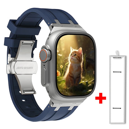 Band+box for Apple Watch Series 10 Ultra 2 49mm 45mm 46mm 44mm Butterfly Clasp Strap for IWatch 9 8 7 Se 6 5 4 Silicone Bracelet
