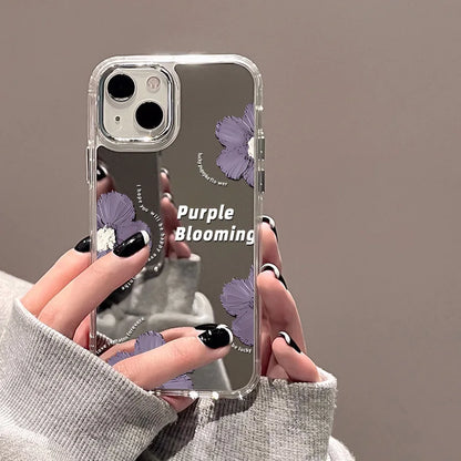 Blue/Silver Mirror iPhone Case – Clear Frame with English Text – PhonelyHub
