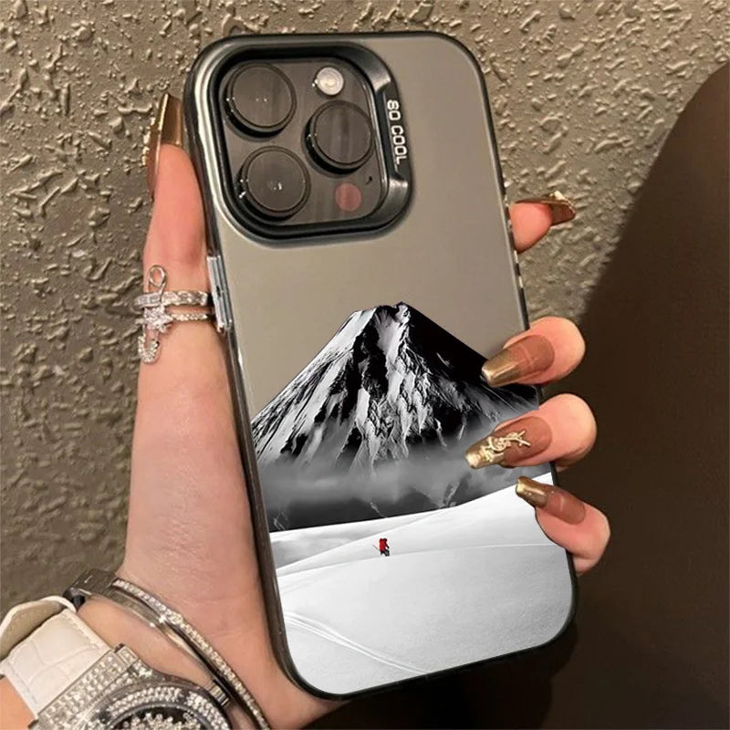 Black Mountain Phone Case For iPhone 16 15 14 13 12 11 Pro Max XS X XR 7 8 Plus SE 2022 Full Protection Shockproof Bumper Cover