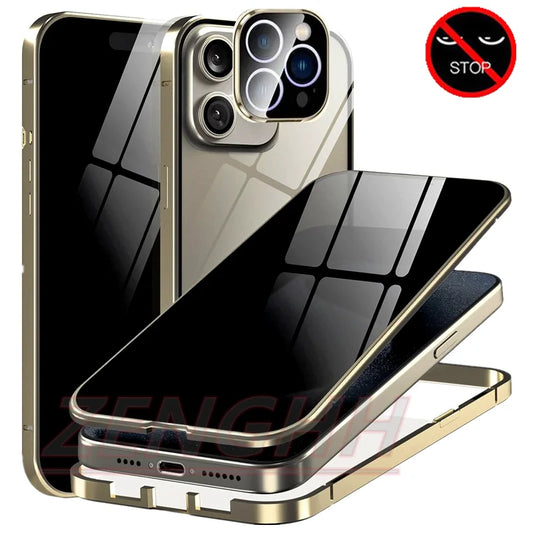 Privacy Glass Metal Frame Case for iPhone 16 Pro Max | PhonelyHub