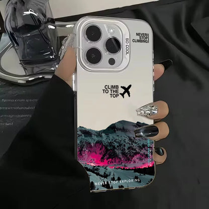 Mountain Peak Aircraft Phone Case for IPhone 16 14 15 11 12 13 Pro Max 16E 7 8 Plus SE 2 XR X XSMAX Shockproof Sunset IMD Cover