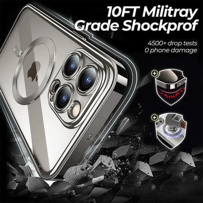 Aluminum Alloy Frame Protective Case ,For iPhone 15 14 Pro Max Magnetic Galaxy Wireless Charging HD Full Screen Protective Box