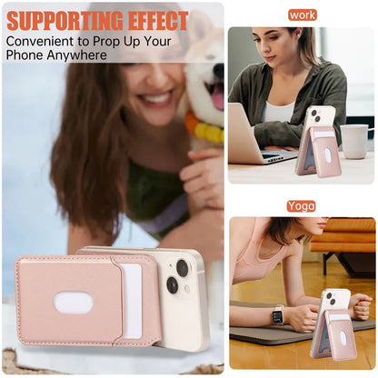 For iPhone 16 15 14 13 12 Pro Max Magnetic Leather Card Holder Wallet for Apple Magsafe Phone Bag Cover with MagSafe Magnet