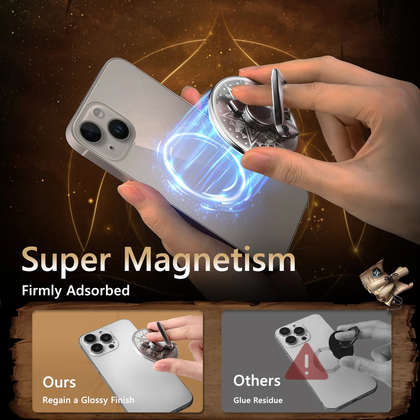 Eary Phone Holder Fingertip Gyro Durable High Speed Bearing Metal Finger Spinners Magnetic Stand Phone Ring for Kid Adults Gifts