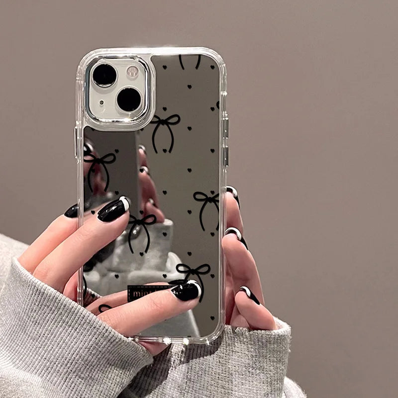 Blue/Silver Mirror iPhone Case – Clear Frame with English Text – PhonelyHub