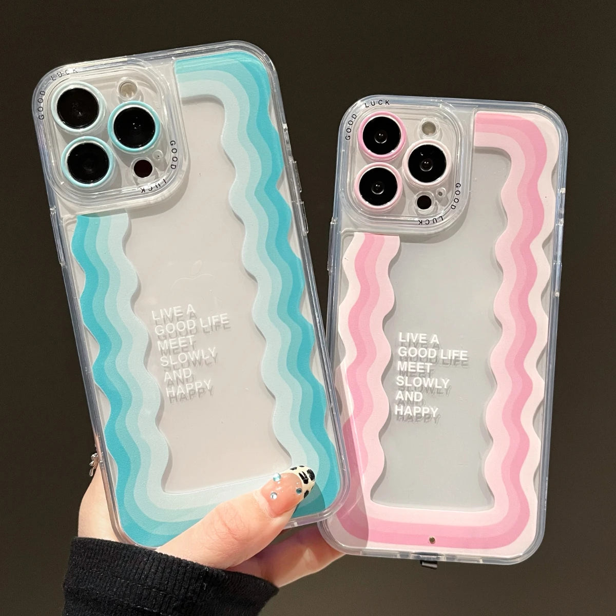 2025 New 5 Color Luminous Call Light Up Flash Lucky Wavy Phone Case For iPhone 16 15 13 12 11 14 Pro Max Plus Shockproof Cover