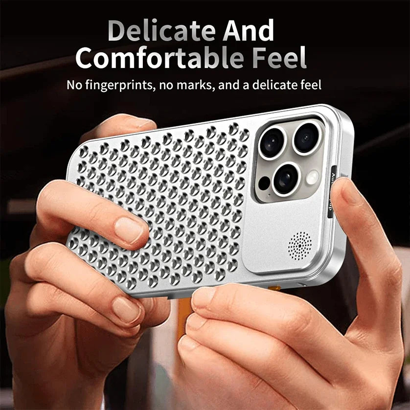 For iPhone 16 15 14 Plus 13 12 Pro Max Luxury Aluminum Metal Heat Dissipation Aromatherapy Phone Case Fragrance Cooling Cover
