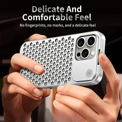 For iPhone 16 15 14 Plus 13 12 Pro Max Luxury Aluminum Metal Heat Dissipation Aromatherapy Phone Case Fragrance Cooling Cover
