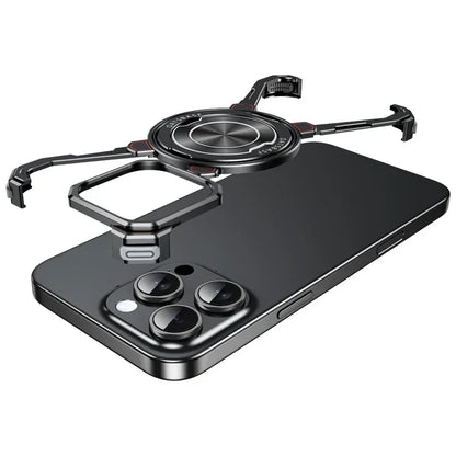 Eary Minimalist Phone Case for iPhone 16 15 14 13 Pro Max with MagSafe Stand 360° Rotatable Aluminum Metal Frameless Cover