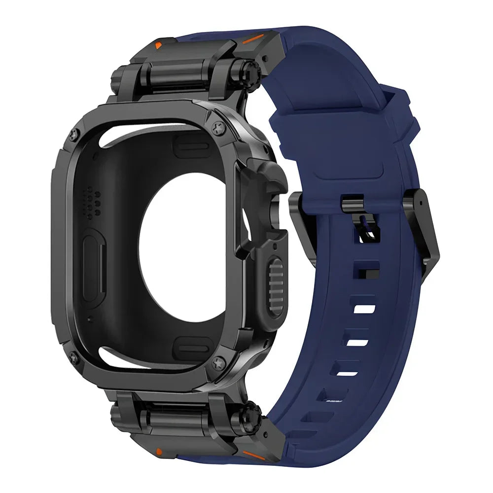 Strap+Case for Apple Watch Band Ultra 2 49mm 44mm 45mm TPU Protector Case Cover Silicone Bracelet for IWatch Series 9 8 7 6 5 4