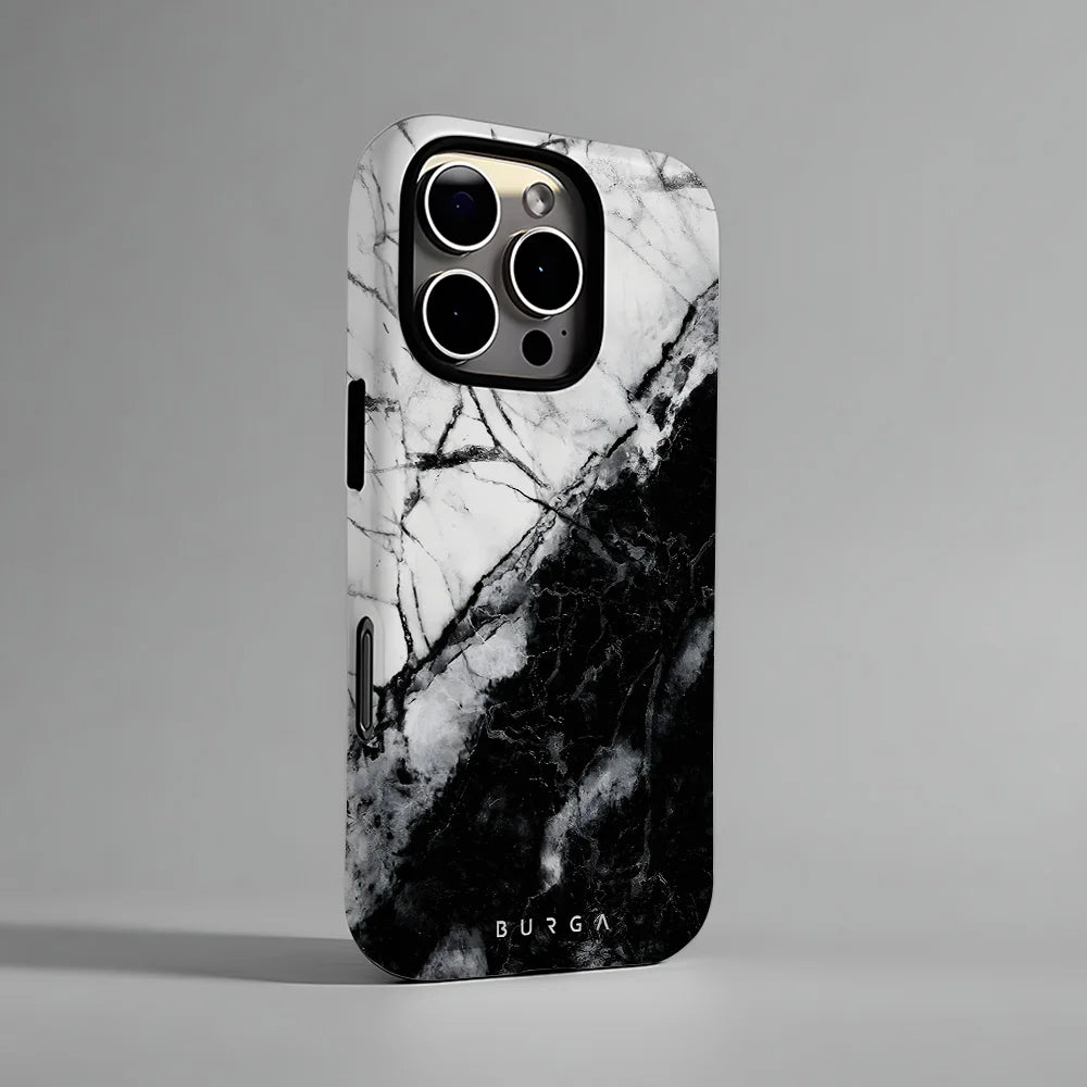 Black White Marble Phone Case for iPhone 16 15 14 13 12 11 X XS XR XSMAX 7 8 Pro Max Plus Luxury BURGA Double-layer Back Cover