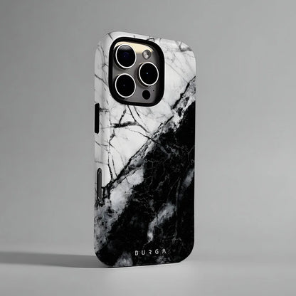 Black White Marble Phone Case for iPhone 16 15 14 13 12 11 X XS XR XSMAX 7 8 Pro Max Plus Luxury BURGA Double-layer Back Cover