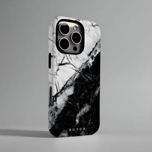 Black White Marble Phone Case for iPhone 16 15 14 13 12 11 X XS XR XSMAX 7 8 Pro Max Plus Luxury BURGA Double-layer Back Cover