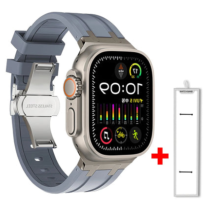 Band+box for Apple Watch Series 10 Ultra 2 49mm 45mm 46mm 44mm Butterfly Clasp Strap for IWatch 9 8 7 Se 6 5 4 Silicone Bracelet