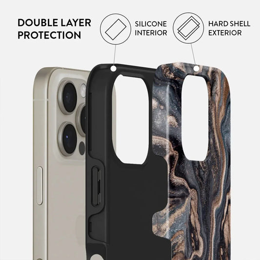 BURGA Marble Pattern in The Night Sky Phone Case for IPhone 16 15 14 13 12 11 Pro Max Plus Luxury Double-layer Back Cover