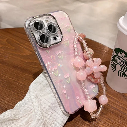 Tulip all-round protective cover suitable for iPhone 16 15 14 13 12 11promaX gradient pattern flash lens film shell