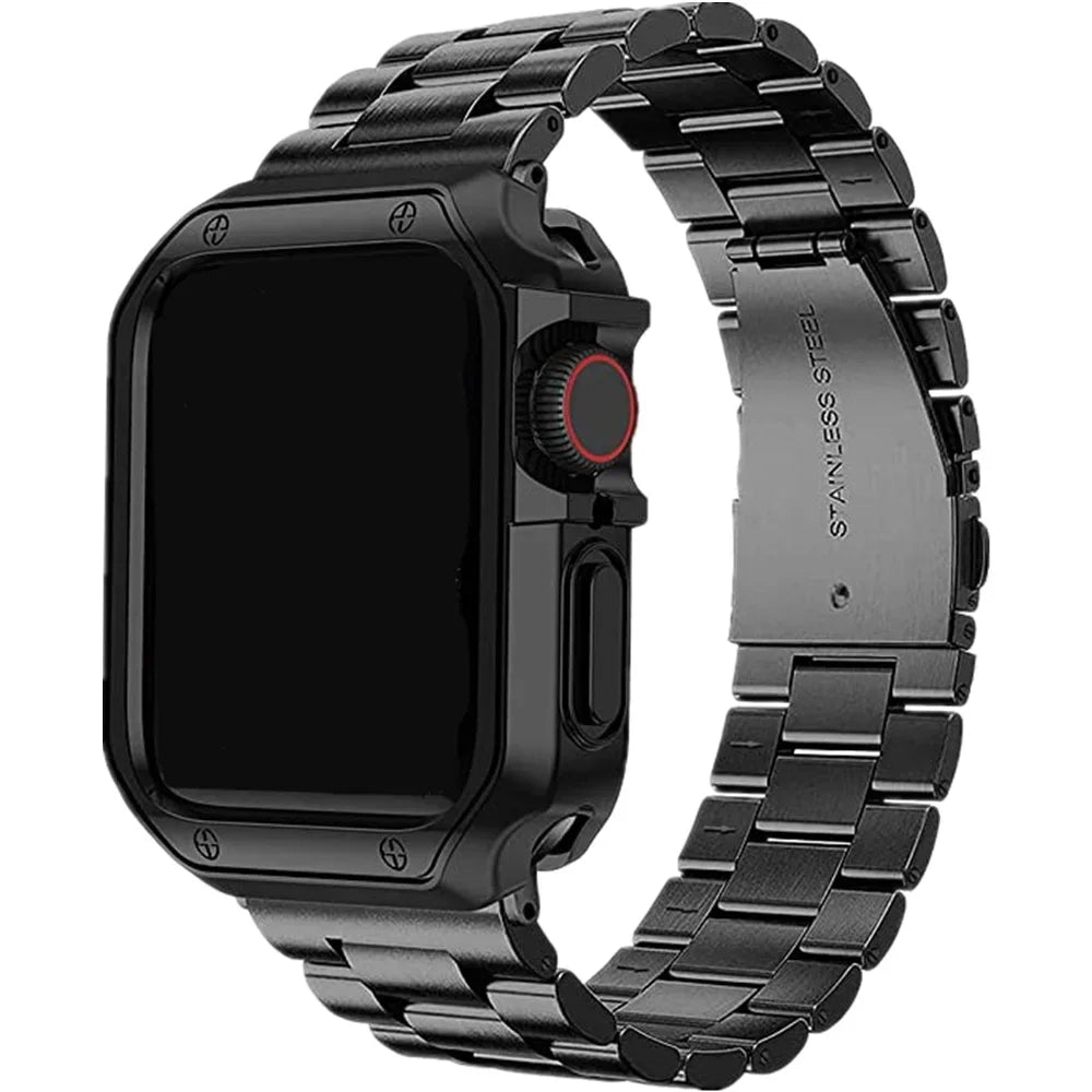 TPU Protector Case+Metal Strap For Apple Watch Ultra Band 46mm 49mm 45/44mm 41mm  Stainless steel Bracelet series 6 se 7 8 9 10
