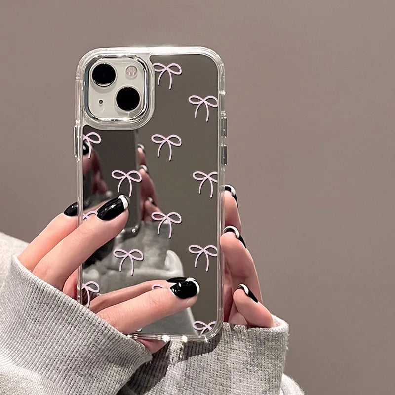Blue/Silver Mirror iPhone Case – Clear Frame with English Text – PhonelyHub