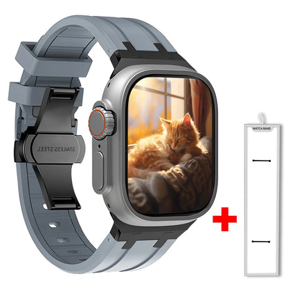 Band+box for Apple Watch Series 10 Ultra 2 49mm 45mm 46mm 44mm Butterfly Clasp Strap for IWatch 9 8 7 Se 6 5 4 Silicone Bracelet