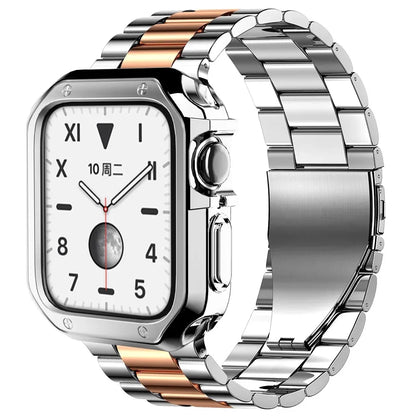 TPU Protector Case+Metal Strap For Apple Watch Ultra Band 46mm 49mm 45/44mm 41mm  Stainless steel Bracelet series 6 se 7 8 9 10