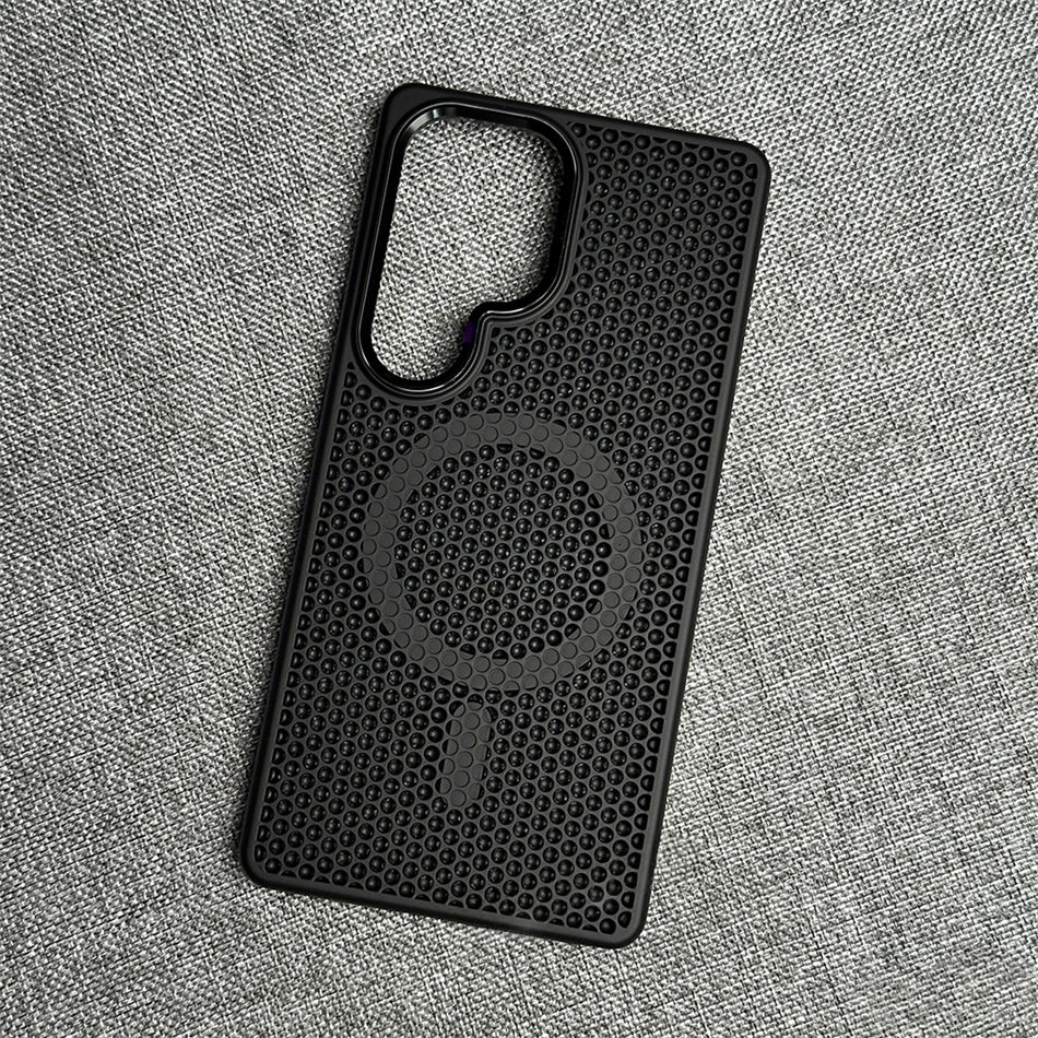 Honeycomb Grid Mesh Cooling For Magsafe Magnetic Case For Samsung Galaxy  S25 Ultra S24 S23 Plus Frosted Alloy Lens Armor Cover