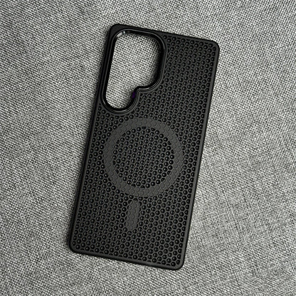 Honeycomb Grid Mesh Cooling For Magsafe Magnetic Case For Samsung Galaxy  S25 Ultra S24 S23 Plus Frosted Alloy Lens Armor Cover