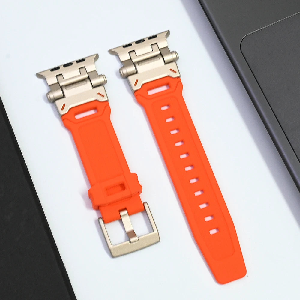 Soft Silicone Strap For Apple Watch Ultra2 49mm Series 9 8 7 45mm Rubber Band For iWatch 6 5 4 se 44mm 42mm Mens Sports Bracelet