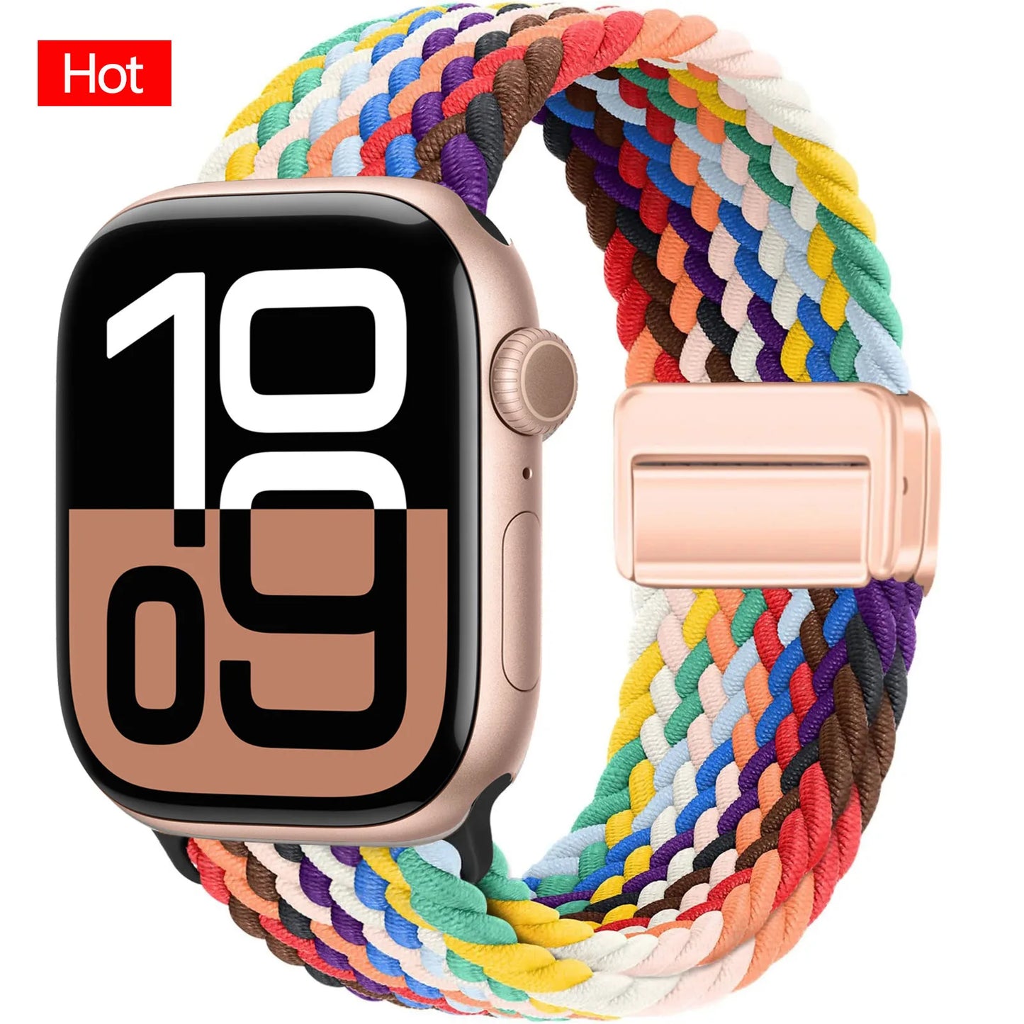 Braided Band For Apple Watch Strap 44mm 40mm 45mm 46mm 49mm 41mm 38 Magnetic Nylon Bracelet iWatch series se 7 6 8 9 10 Ultra 2