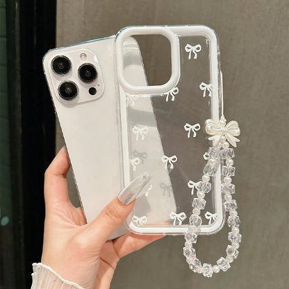 Fashion Lovely Bowknot Clear Phone Case For iPhone 16 Pro Max 15 14 13 12 14 Pro 16E X XR XS Max 7 8 Plus Transparent Soft Cover
