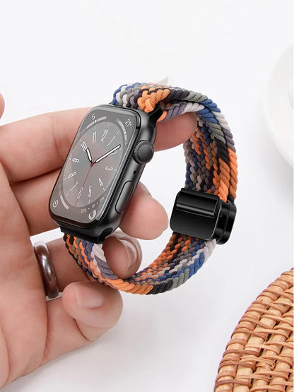 Braided Band For Apple Watch Strap 44mm 40mm 45mm 46mm 49mm 41mm 38 Magnetic Nylon Bracelet iWatch series se 7 6 8 9 10 Ultra 2
