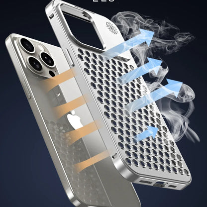 For iPhone 16 15 14 Plus 13 12 Pro Max Luxury Aluminum Metal Heat Dissipation Aromatherapy Phone Case Fragrance Cooling Cover
