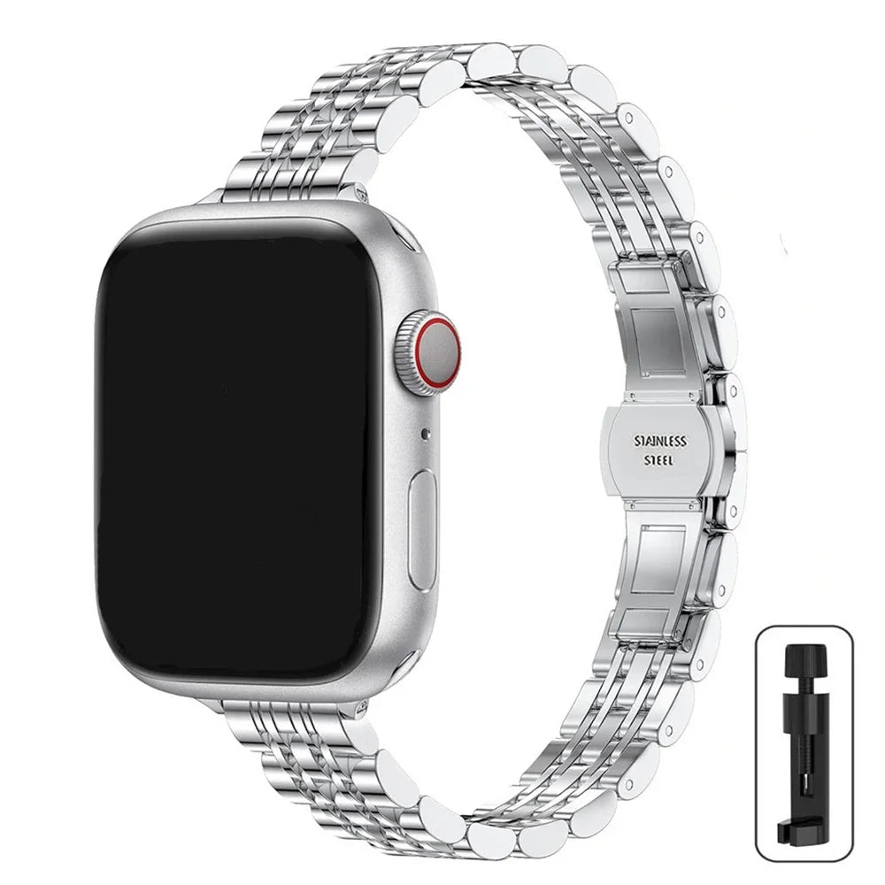 Stainless Steel Strap For Apple Watch Ultra 2 Band 49mm 42mm 46mm Metal Bracelet iWatch Series 10 9 8 7 6 SE 5 4 3 Women 45 41mm