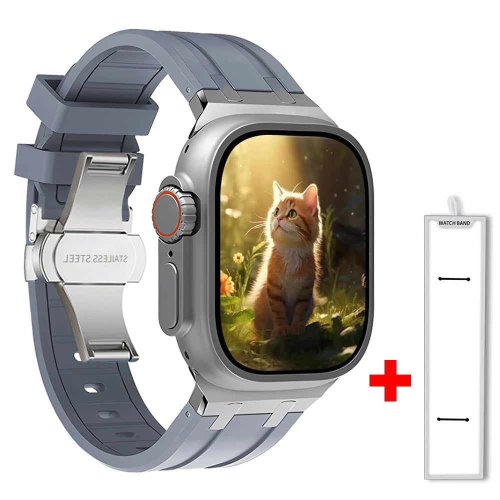 Band+box for Apple Watch Series 10 Ultra 2 49mm 45mm 46mm 44mm Butterfly Clasp Strap for IWatch 9 8 7 Se 6 5 4 Silicone Bracelet