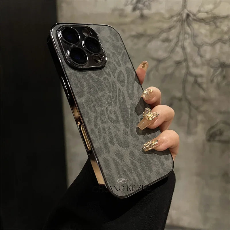 Leopard Texture Leather Case for iPhone 16 Pro Max | PhonelyHub