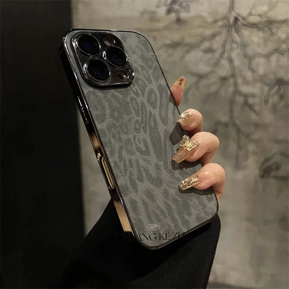 Leopard Texture Leather Case for iPhone 16 Pro Max | PhonelyHub