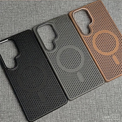 Honeycomb Grid Mesh Cooling For Magsafe Magnetic Case For Samsung Galaxy  S25 Ultra S24 S23 Plus Frosted Alloy Lens Armor Cover