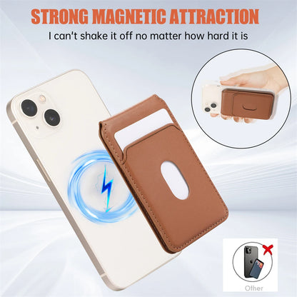 For iPhone 16 15 14 13 12 Pro Max Magnetic Leather Card Holder Wallet for Apple Magsafe Phone Bag Cover with MagSafe Magnet