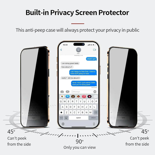Privacy Glass Metal Frame Case for iPhone 16 Pro Max | PhonelyHub