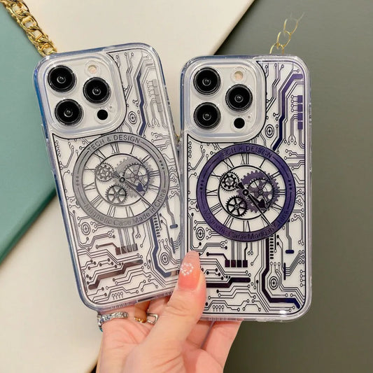 3D Modern Circuit Cyberpunk Magnetic Case for iPhone 16 Pro Max 15 14 Plus 13 12 Cover Military Grade Protection For Magsafe