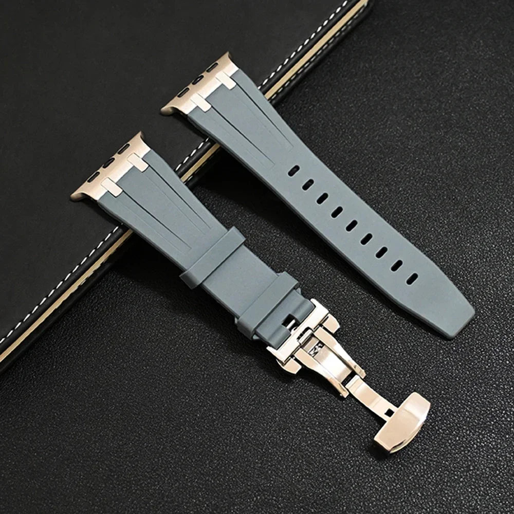 Band+box for Apple Watch Series 10 Ultra 2 49mm 45mm 46mm 44mm Butterfly Clasp Strap for IWatch 9 8 7 Se 6 5 4 Silicone Bracelet