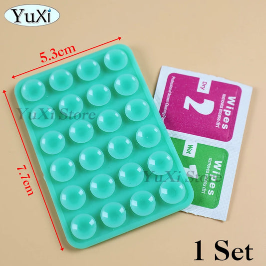 Double Side Silicone Suction Pad With Dry Wet Cleaning Wipes For Mobile Phone Fixture Suction Cup Rubber Sucker Pad For Fixing