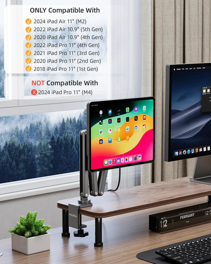 KUXIU Magnetic Charger Holder For iPad Air 11/13 M2（2024),iPad Pro 11 inch 2nd/3rd, 12.9inch 3rd/4th/5th,360 Adjustab Desk Stand