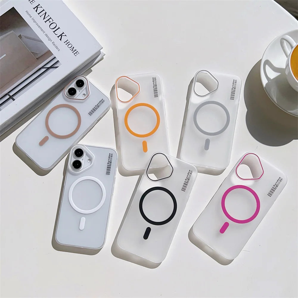 Ultra-Thin Matte Phone Case For iPhone 16 15 14 13 12 11 Pro Max Plus Transparent Magnetic For Magsafe Wireless Charge PC Cover